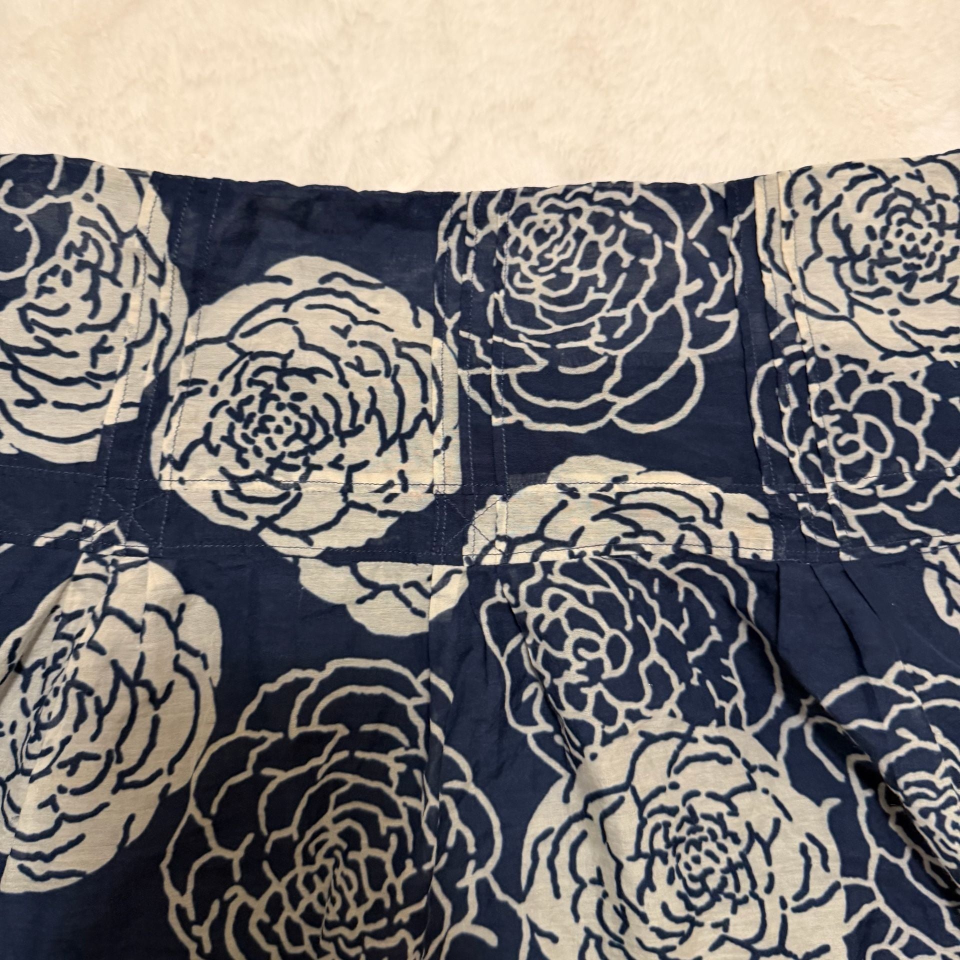 FOSSIL Cotton A-Line Skirt Size 6 Navy White Floral 4