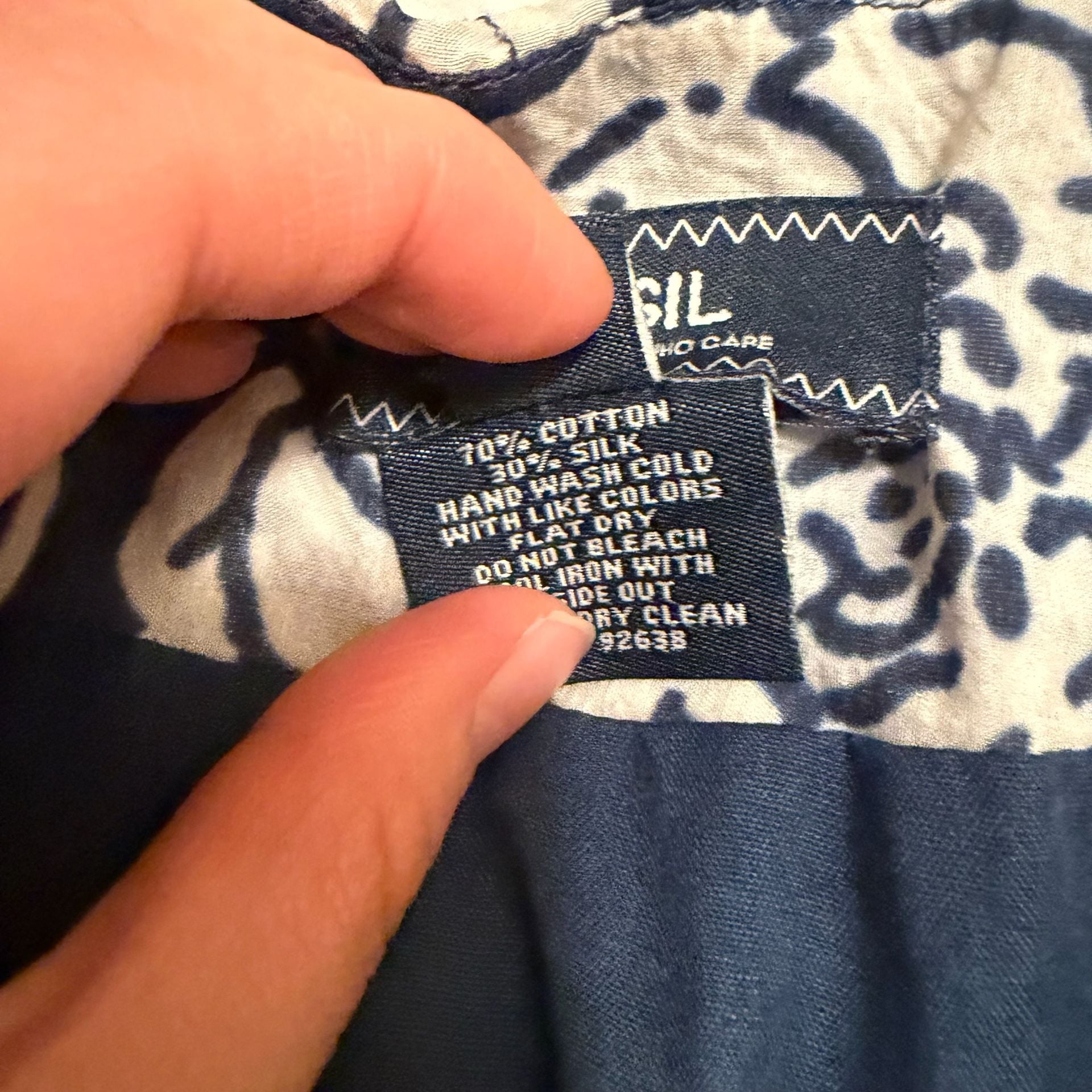 FOSSIL Cotton A-Line Skirt Size 6 Navy White Floral 5