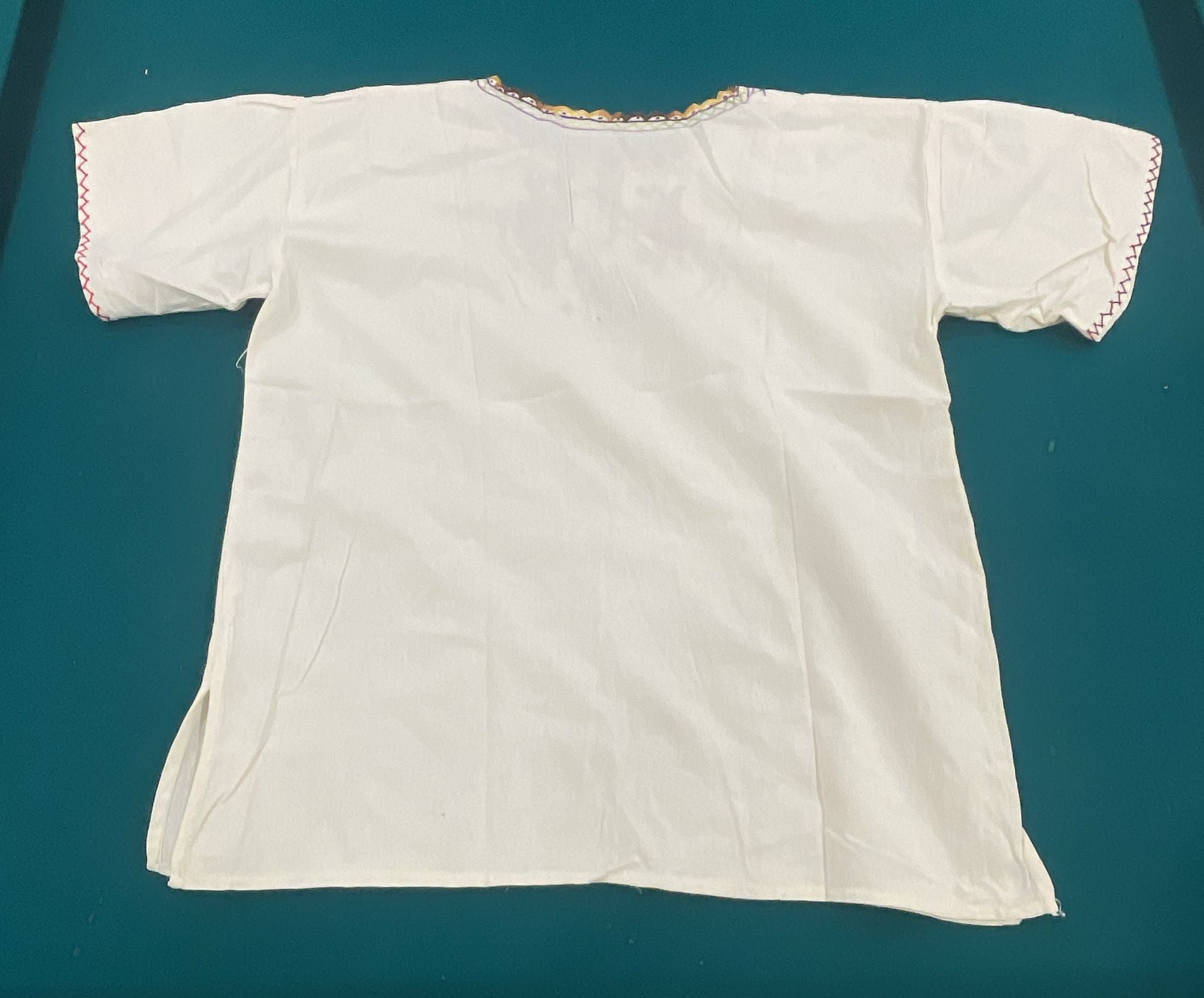 Mexican Artisan Embroidered Blouse White Floral Boho Peasant Top 4