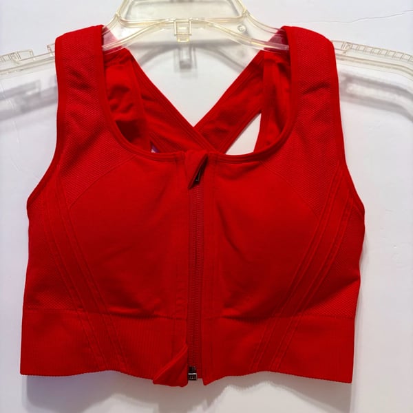 Avia Zip Front Sports Bra Size S Red Criss Cross Back AV24031