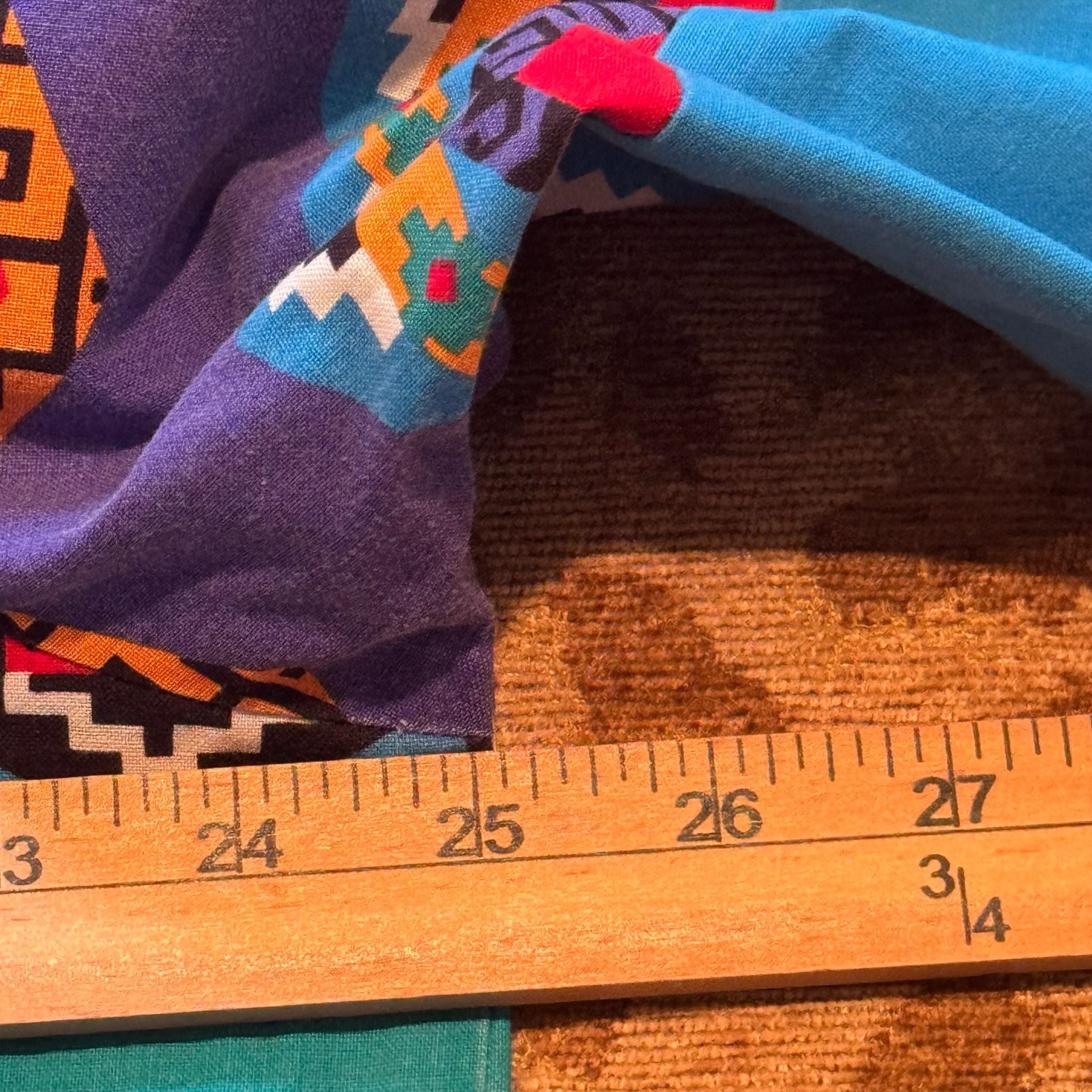 Vintage Southwestern Aztec Geometric Button Down Shirt Turquoise Blue Long Sle 7