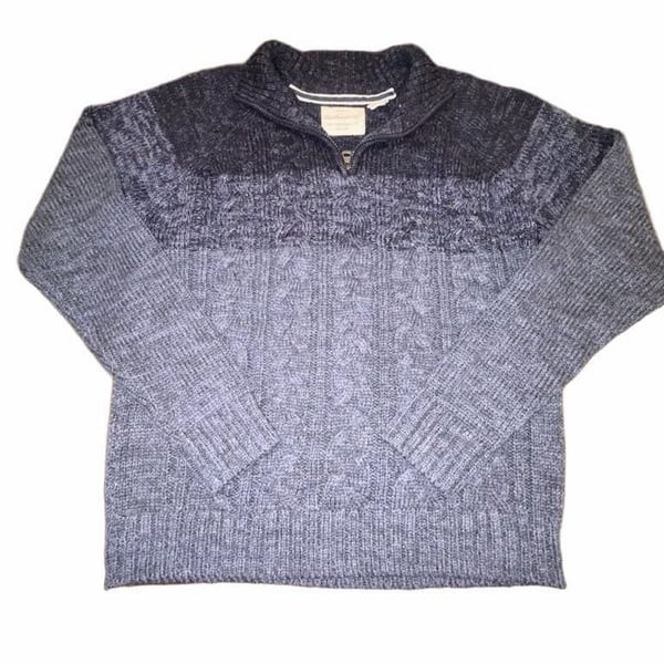 Weatherproof Vintage 1/4 Zip Sweater Size L Ombre Blue Cable Knit