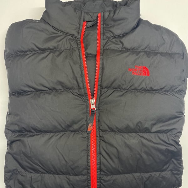 The North Face 550 Down Puffer Jacket Black Red Youth