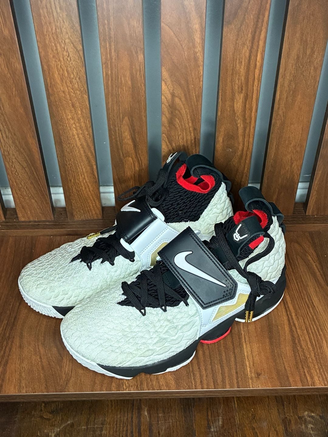 Nike LeBron 15 Diamond Turf PE White Black Red Sneakers 2