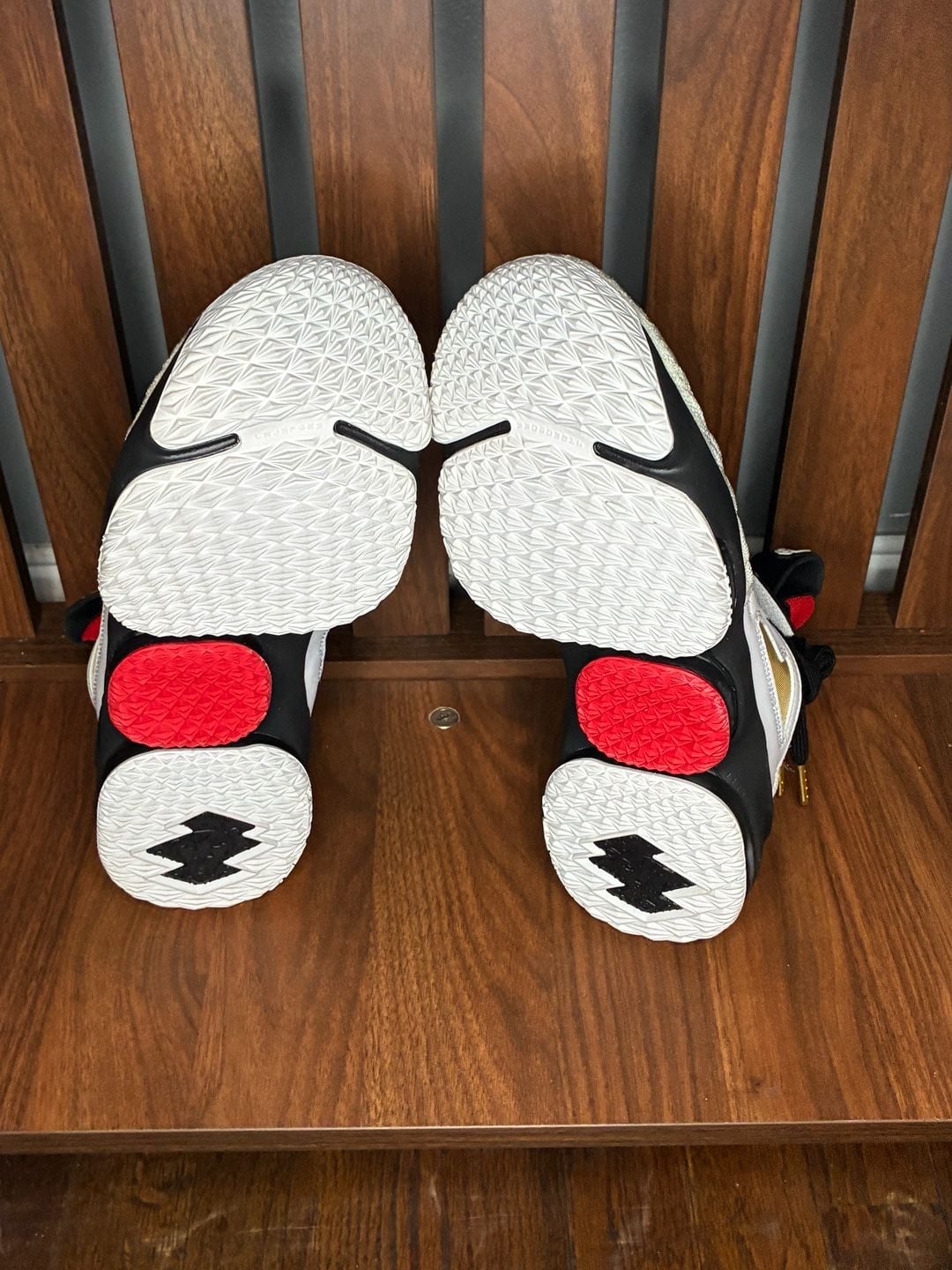 Nike LeBron 15 Diamond Turf PE White Black Red Sneakers 5