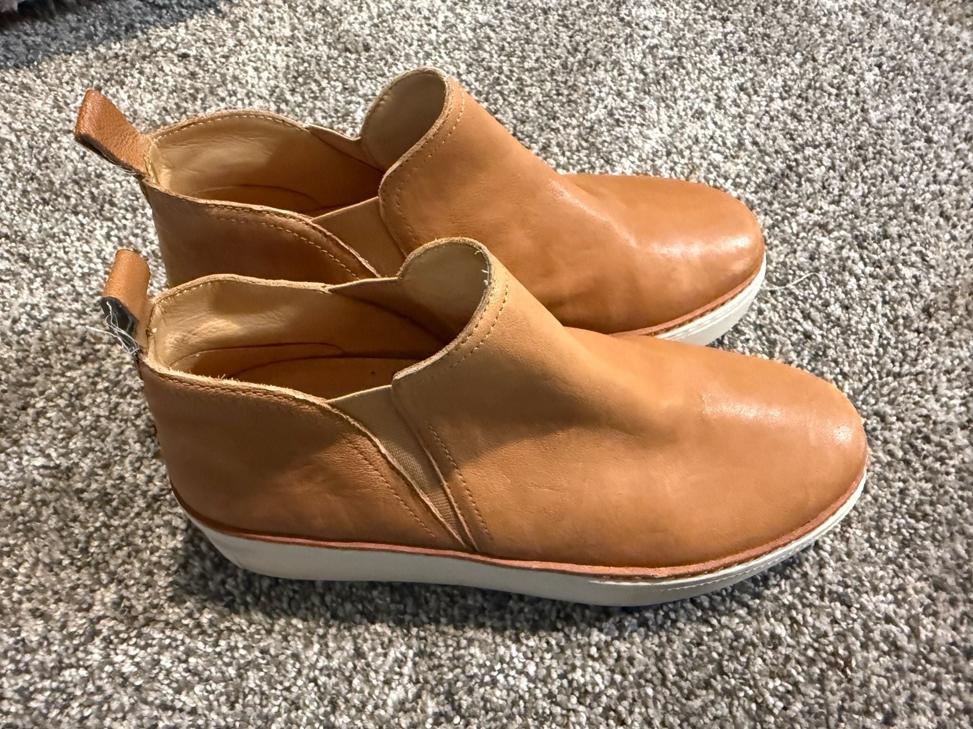 J/Slides Mika Platform Slip On Sneakers Size 7 Tan Leather 2