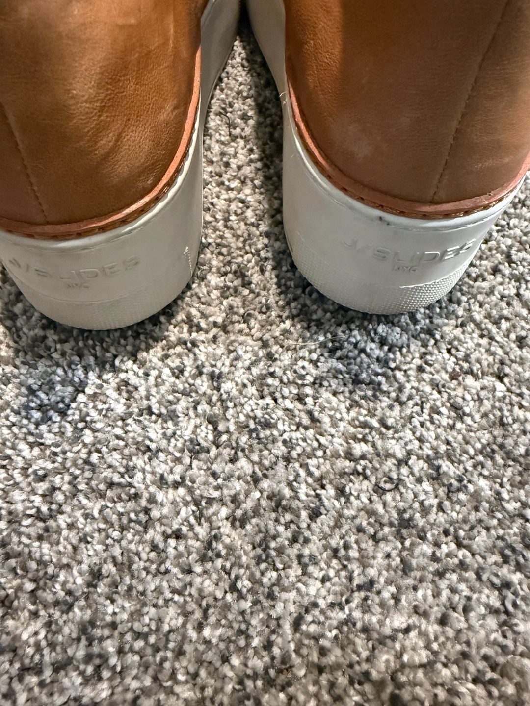J/Slides Mika Platform Slip On Sneakers Size 7 Tan Leather 3