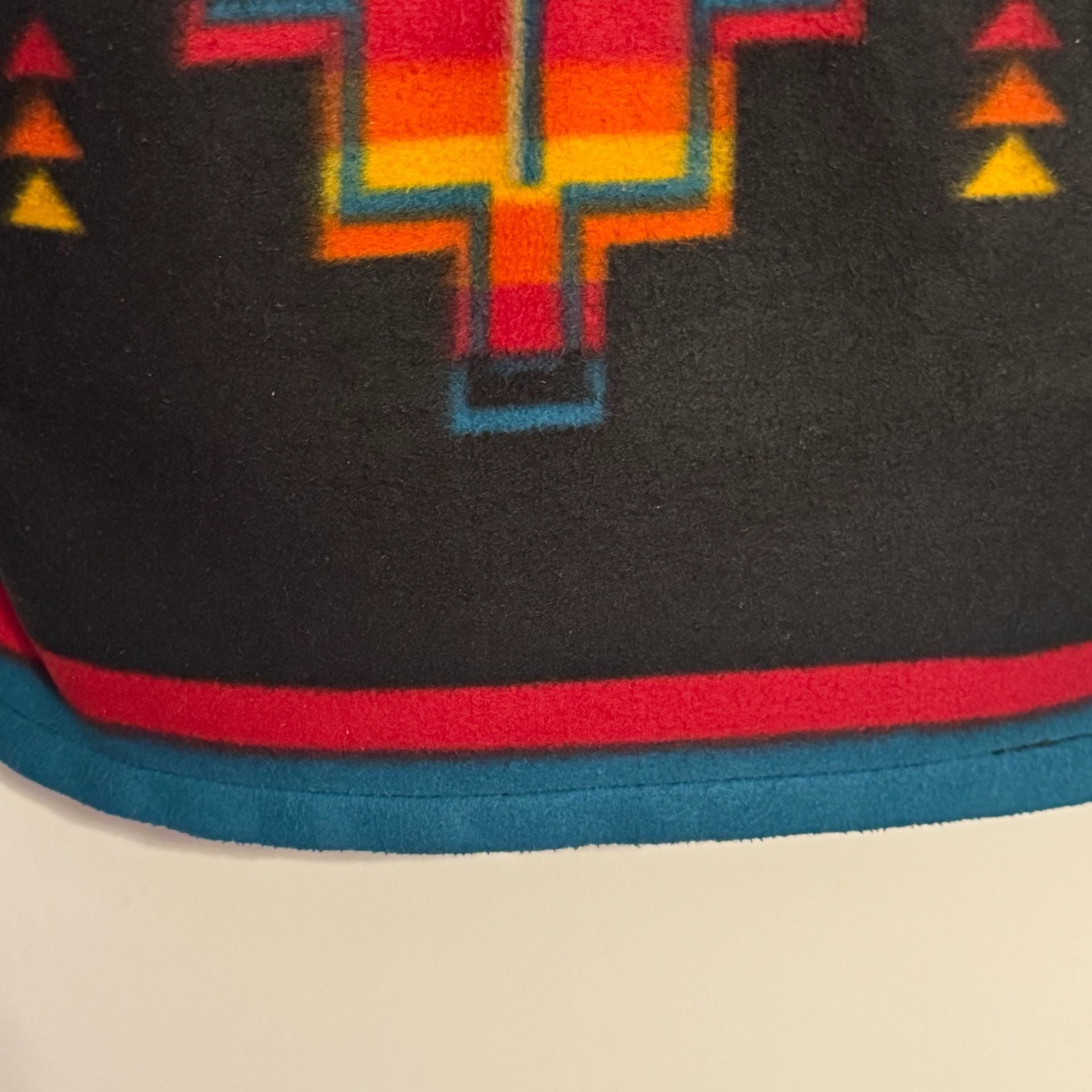 Southwestern Aztec Fleece Hoodie Pullover Black Turquoise Western L 7