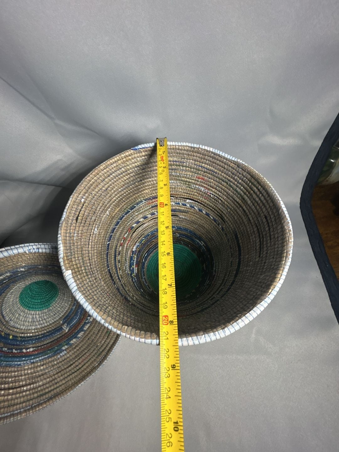 Handmade African Woven Basket With Lid Colorful Geometric Pattern 6