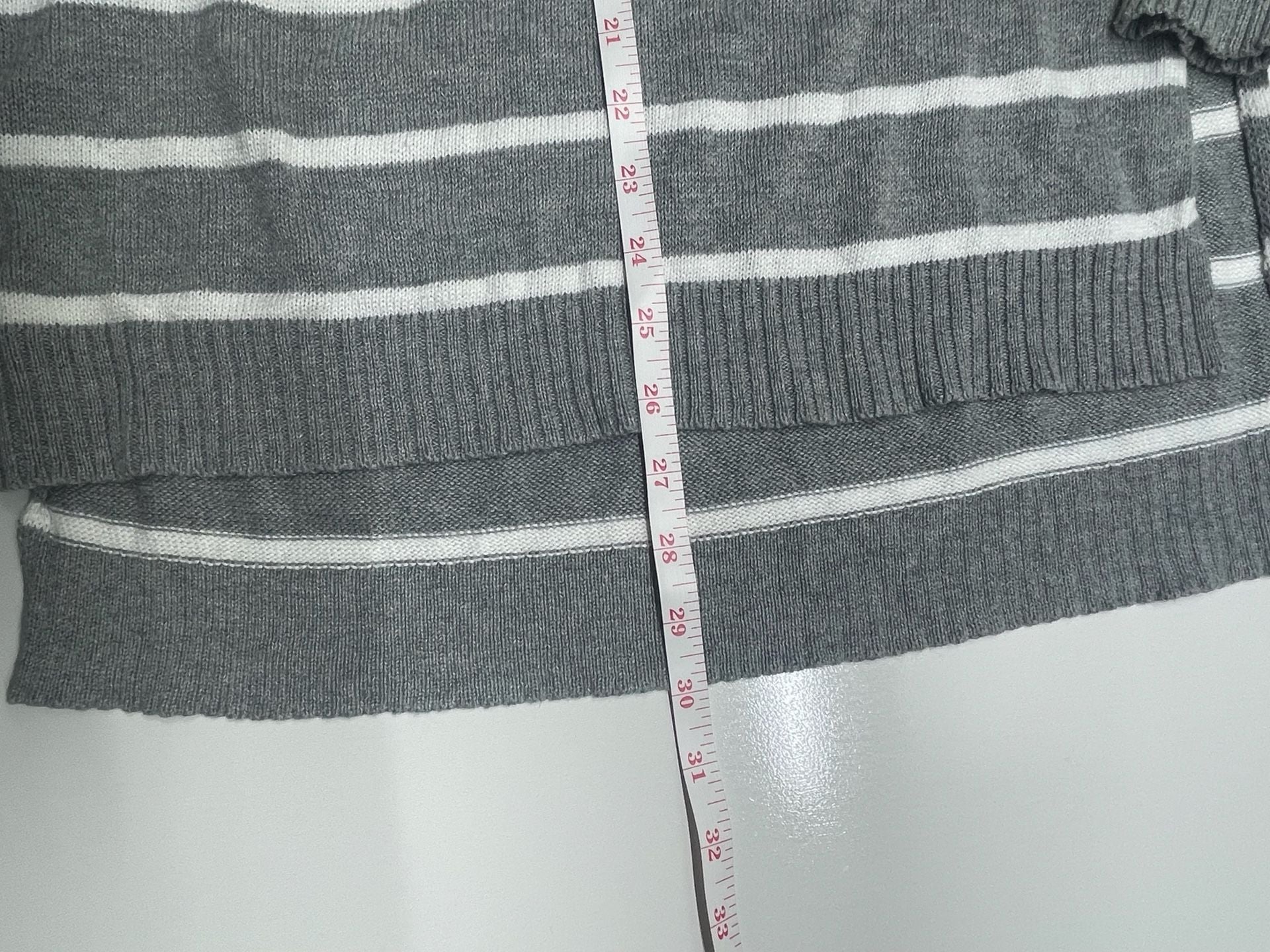 Womens Pullover Casual Loose Sweaters Gray and White Stripe Print 5