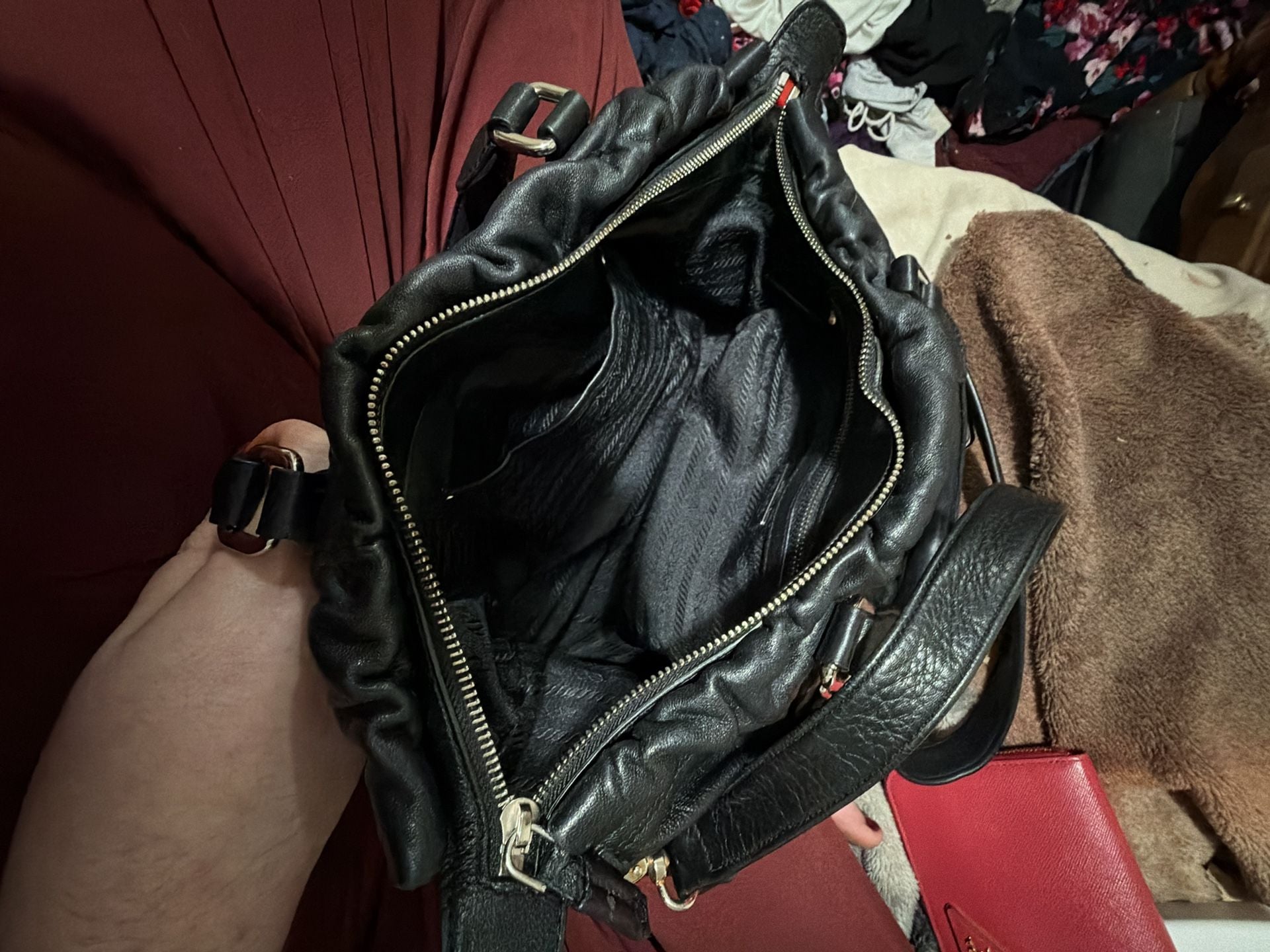 Prada Gaufre Nappa Leather Handbag Black 7