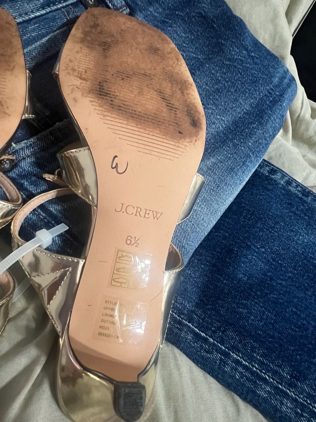 J. Crew Zadie Metallic Leather Bow Kitten Heel Sandals Size 6.5 Gold 6