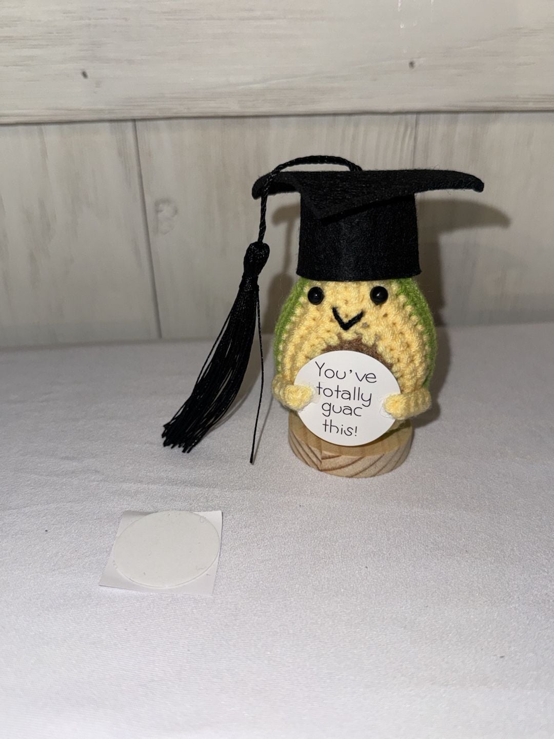 Handmade Crochet Avocado Graduation Doll with Cap You've Totally Guac This (b28) 1