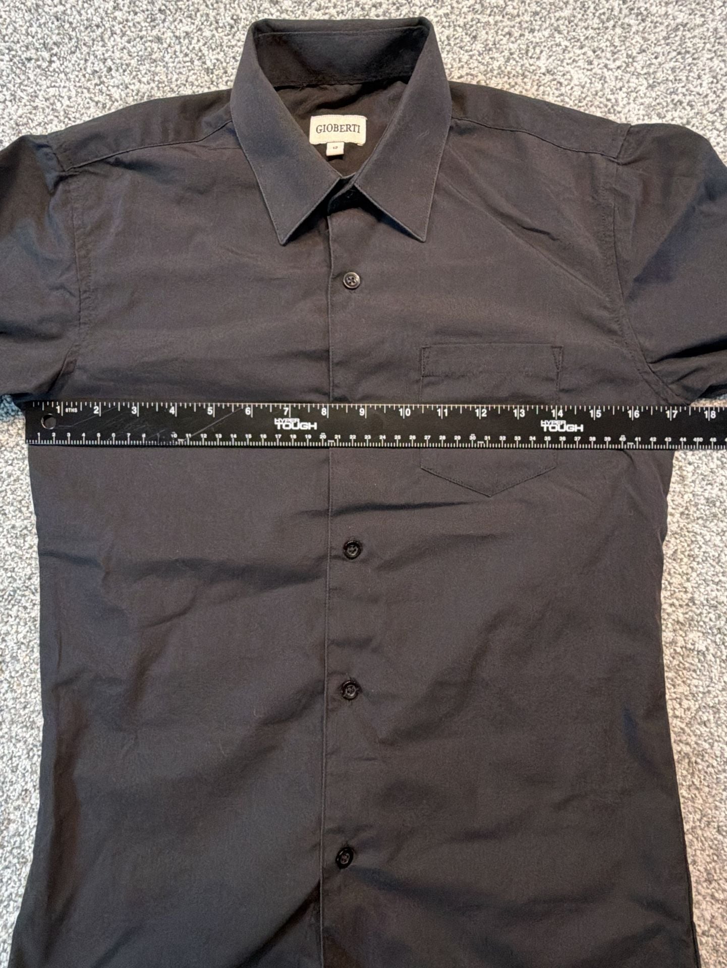 Gioberti Black Long Sleeve Dress Shirt Size 12 Pocket Button Down 5