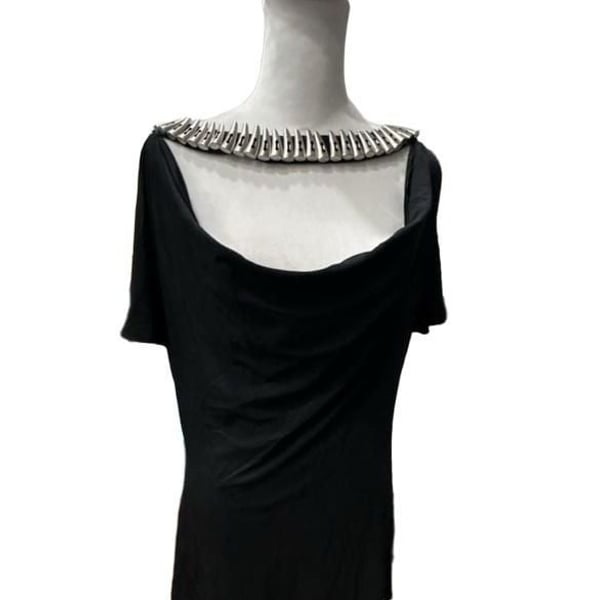 The Look Randolph Duke Size M Black Dress Cowl Neck Silver Spike Collar
