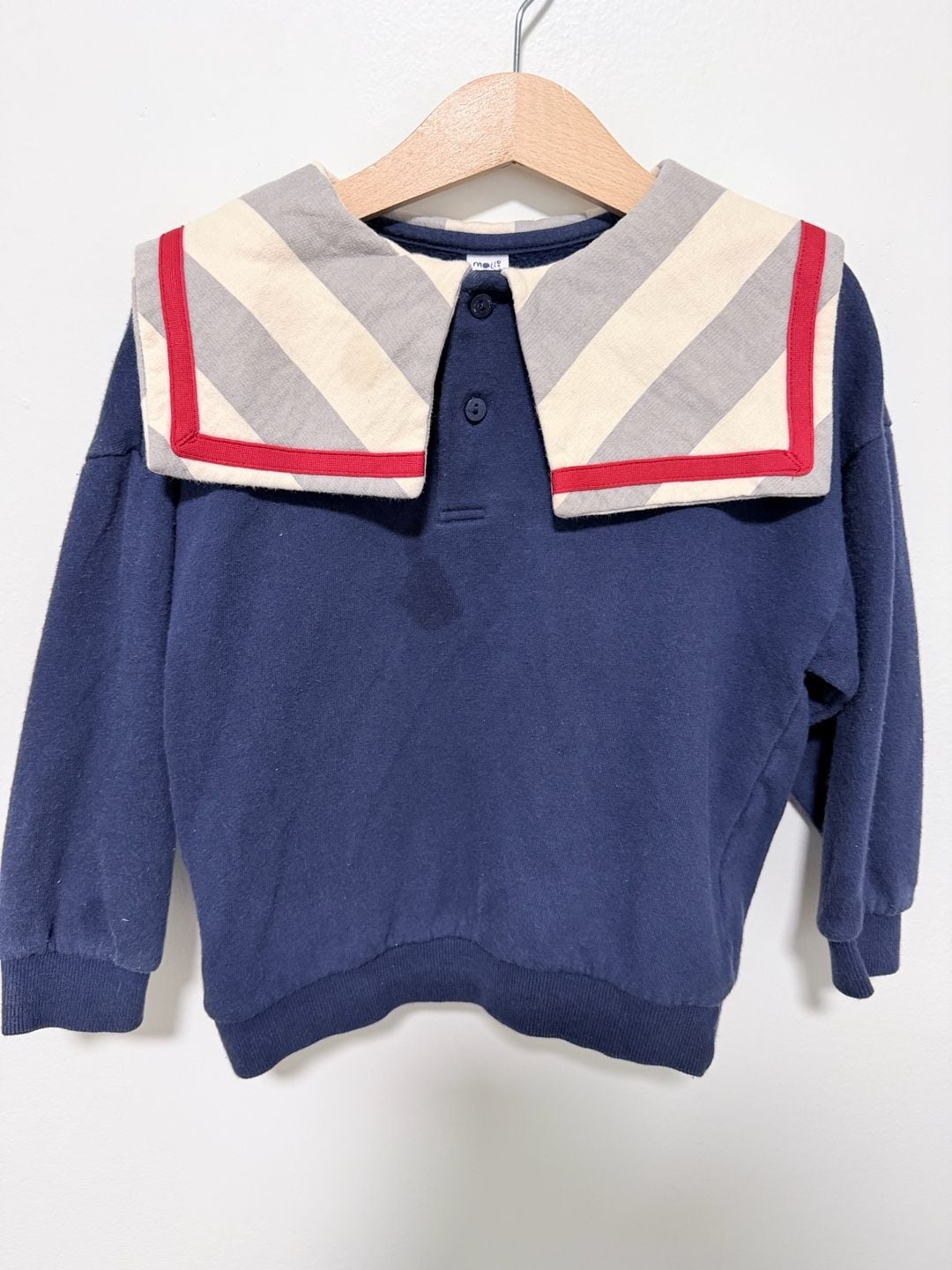 Mollimelli Penguin Sailor Collar Sweatshirt Size 110 Navy Blue 4