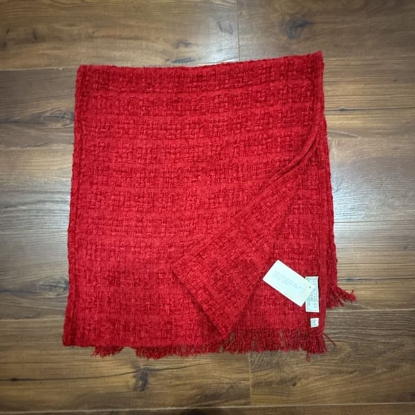 Boyne Valley Weavers Chenille Oblong Wrap Berry Red Handcrafted Ireland