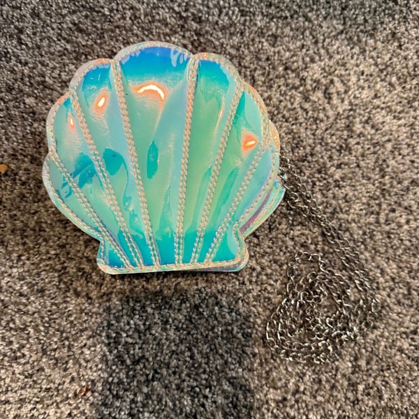 Capelli New York Shell Crossbody Bag Holographic Mermaid Purse Chain Strap