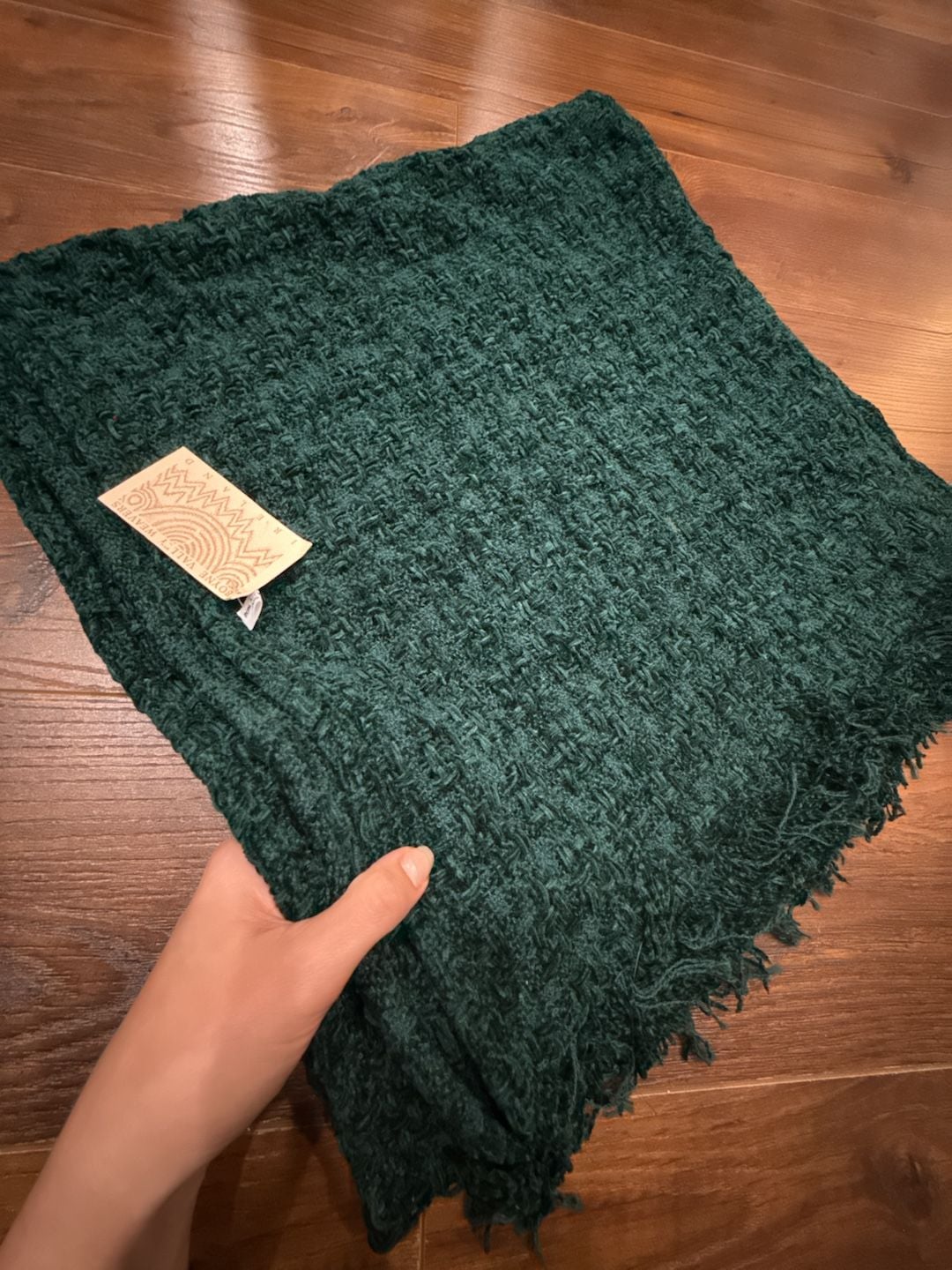 Boyne Valley Weavers Throw Blanket Green Chenille Fringe Ireland 4
