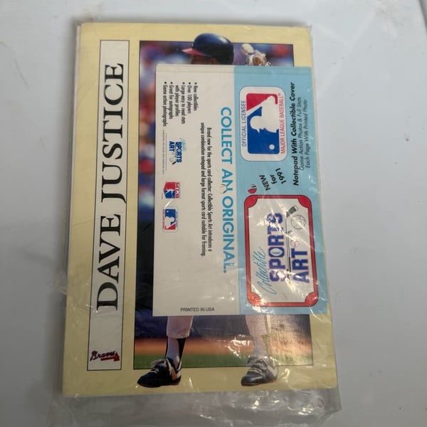 Collectible Sports Art Dave Justice 1991 MLB Notepad