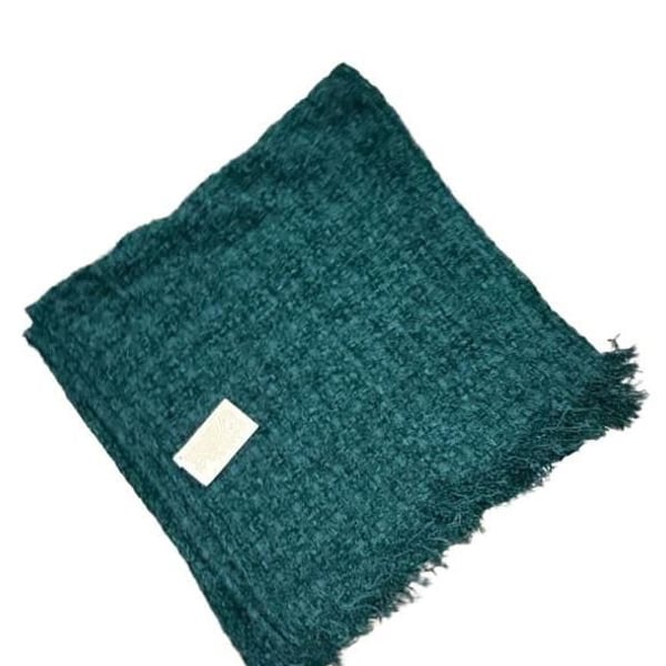 Boyne Valley Weavers Throw Blanket Green Chenille Fringe Ireland