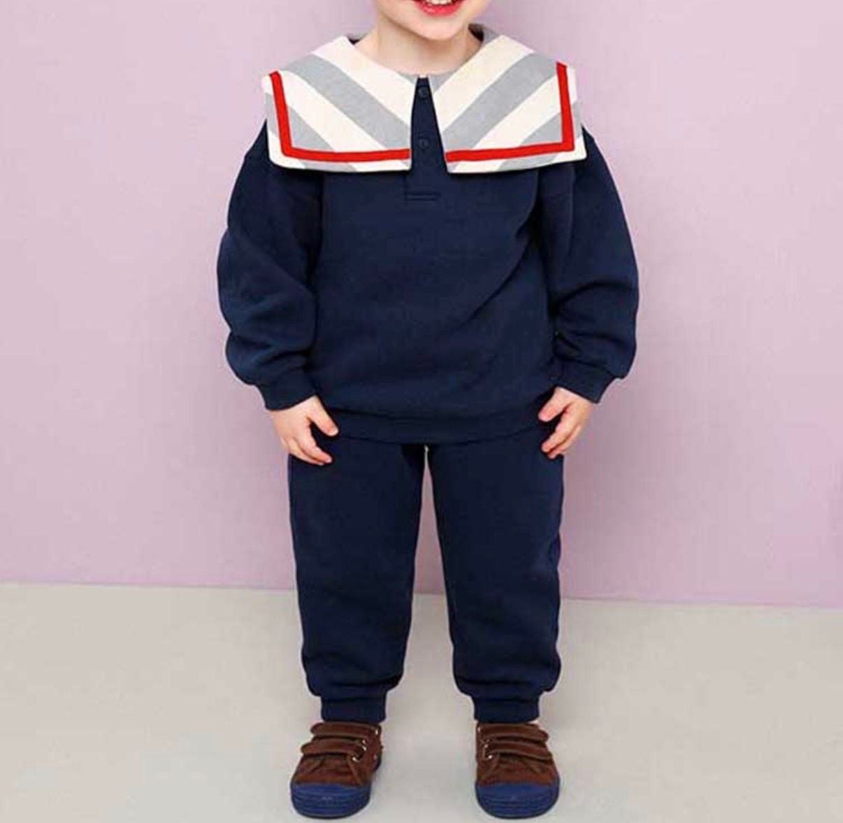 Mollimelli Penguin Sailor Collar Sweatshirt Size 110 Navy Blue 11