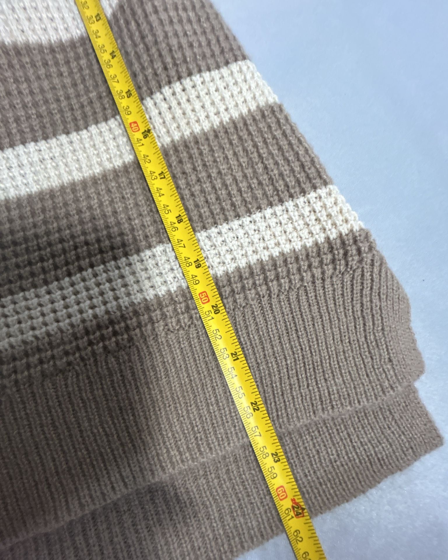 Carly Jean Los Angeles Striped Polo Sweater Tan White (315) 8