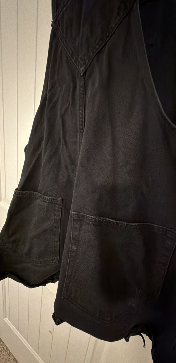 Show Me Your Mumu Denim Jeans Overalls Size XL Black Distressed Shortalls 7