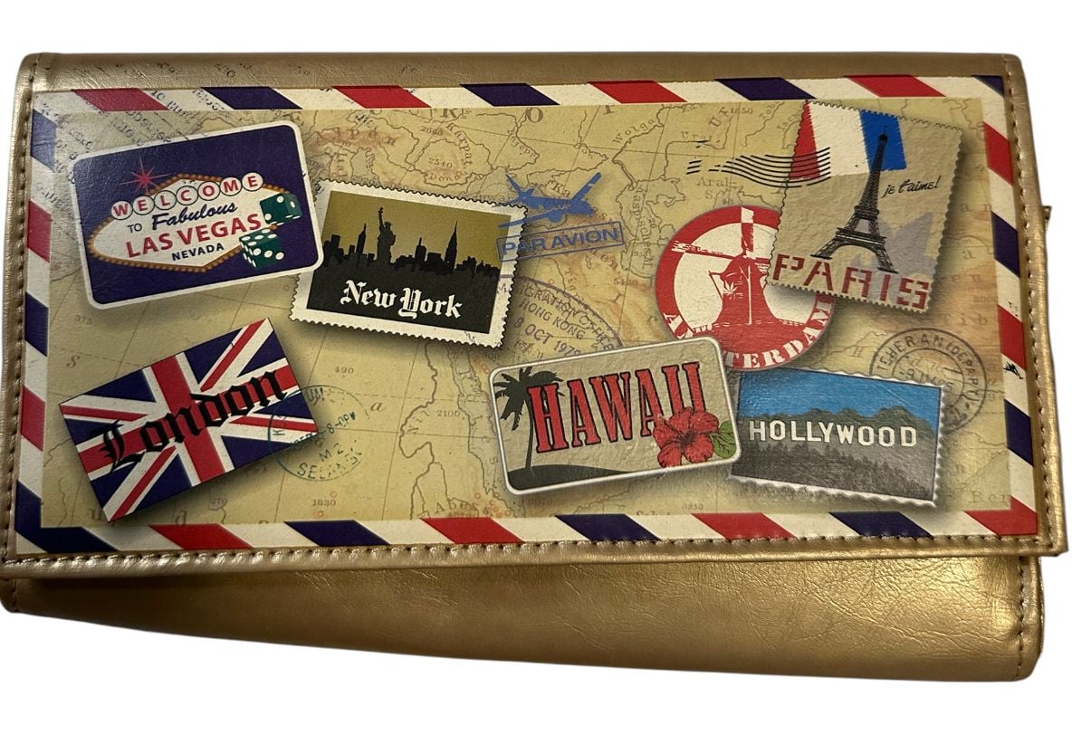 Miamica Travel Organizer Wallet Gold Airmail Postcard 2