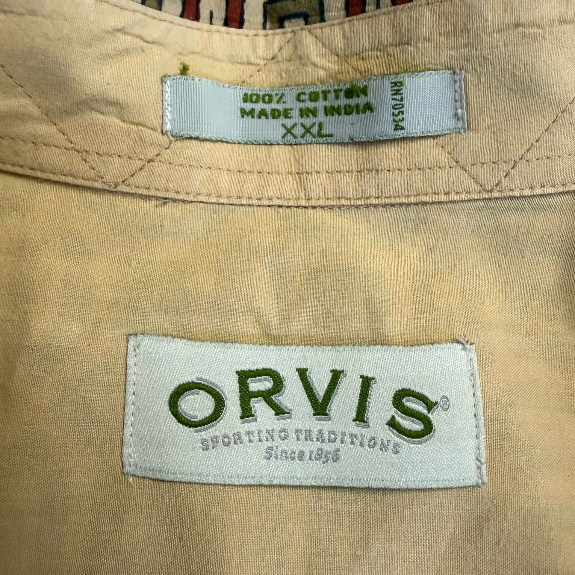 Orvis Men’s XXL Geometric Print Short Sleeve Button Up Shirt 100% Cotton 5