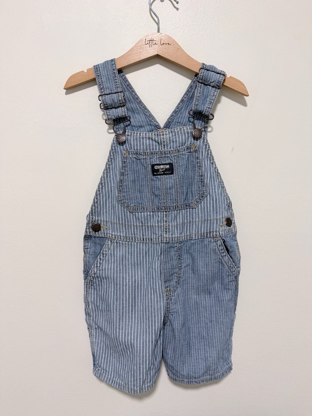 OshKosh B'Gosh Hickory Stripe Shortalls Size 4T Blue White 2
