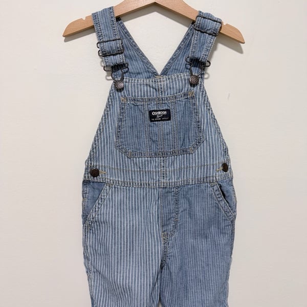 OshKosh B'Gosh Hickory Stripe Shortalls Size 4T Blue White