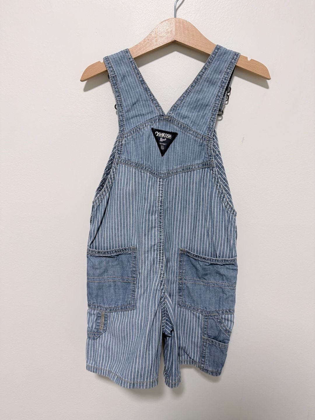 OshKosh B'Gosh Hickory Stripe Shortalls Size 4T Blue White 4