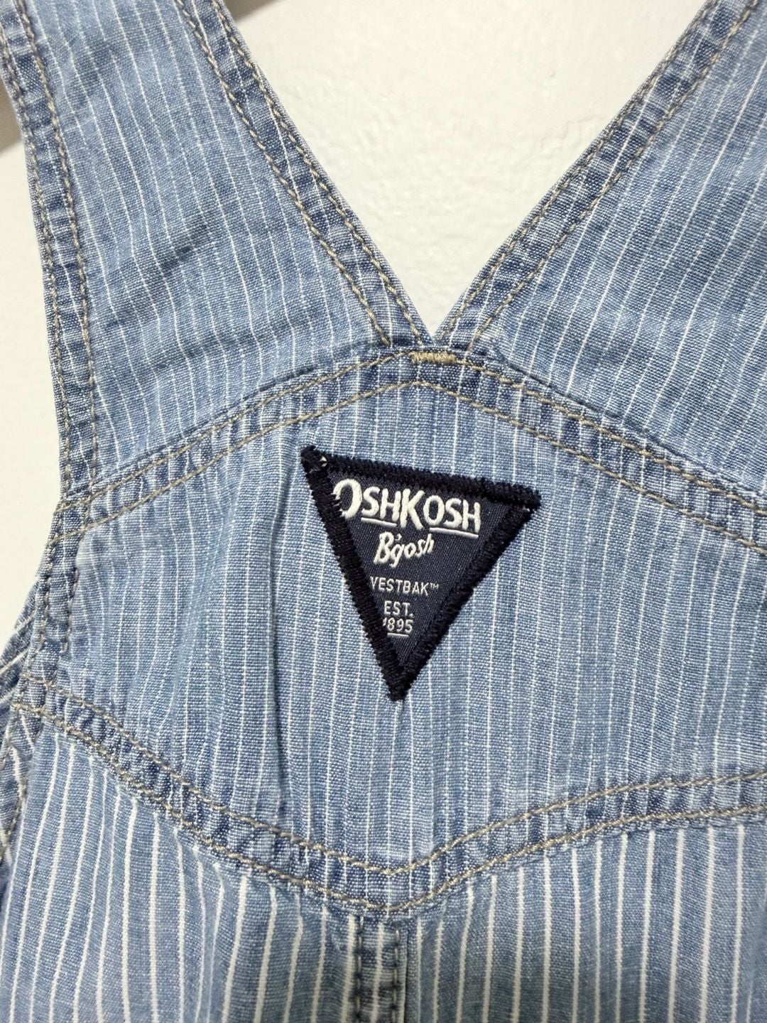OshKosh B'Gosh Hickory Stripe Shortalls Size 4T Blue White 5