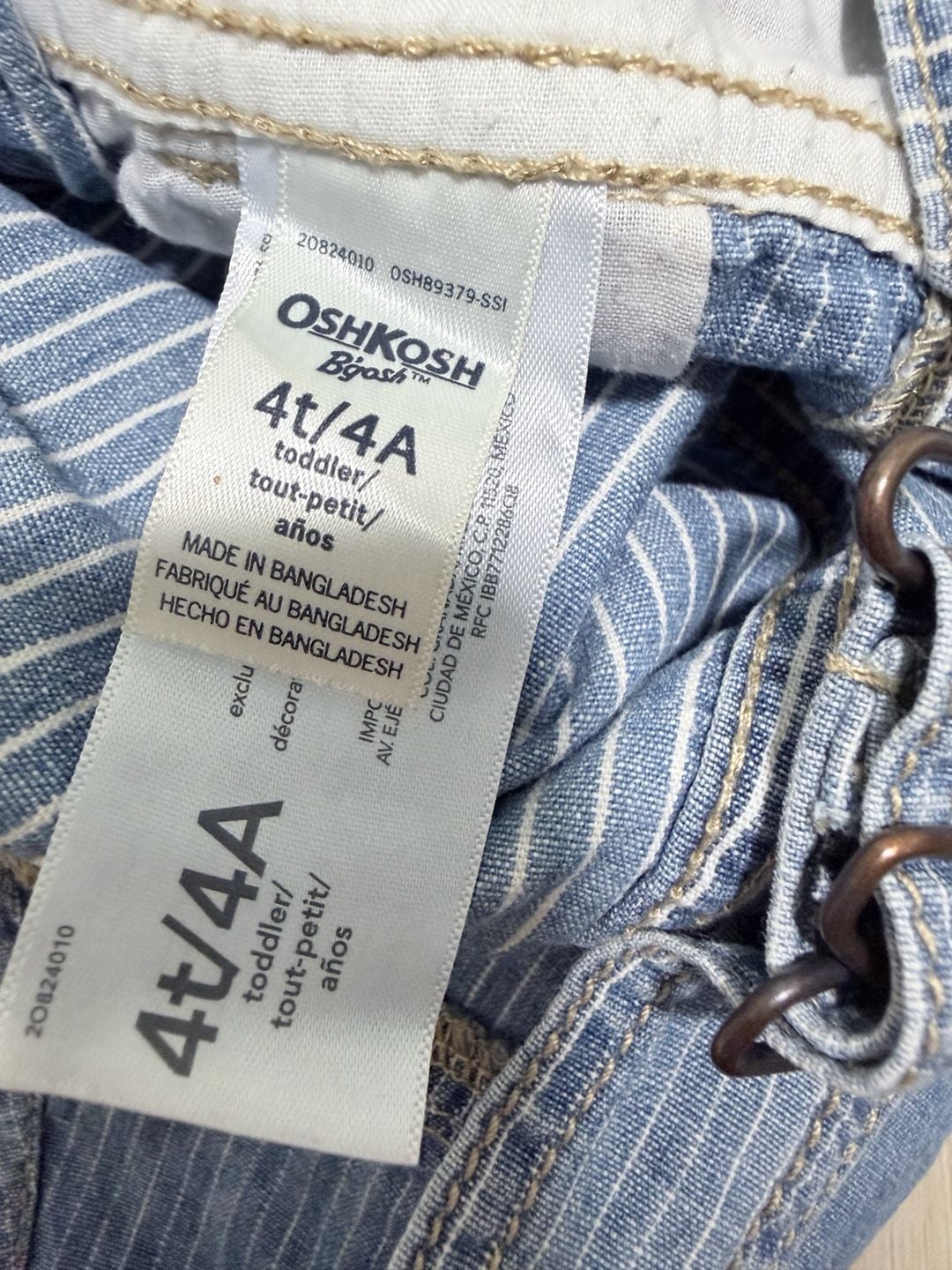 OshKosh B'Gosh Hickory Stripe Shortalls Size 4T Blue White 7