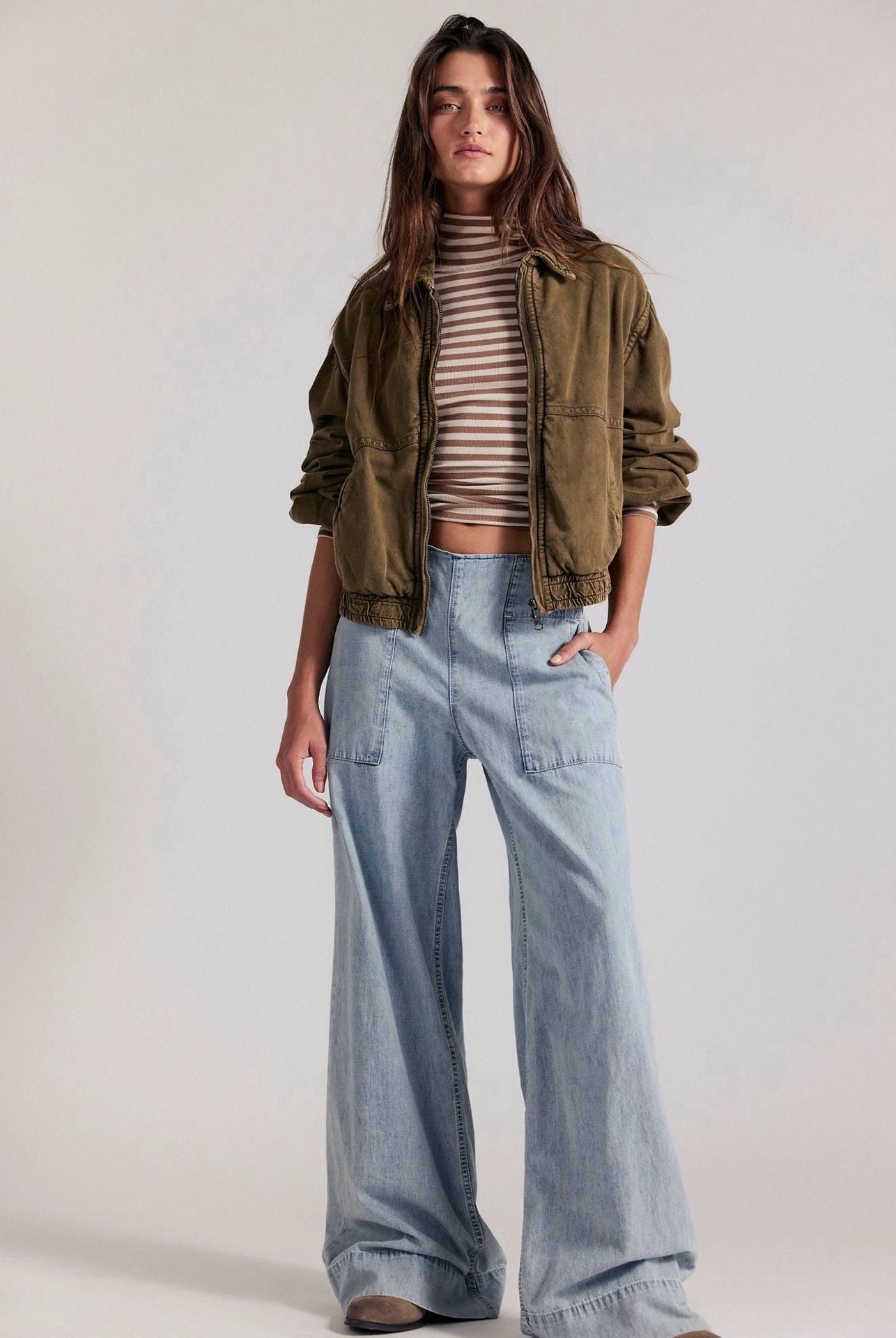 Free People Breezy Denim Pull On Jeans Medium Light Wash Blue  Size Medium   NWT 8
