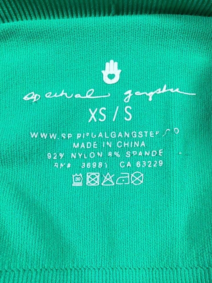 Spiritual Gangster Crop Tank Top Size XS/S Green 5
