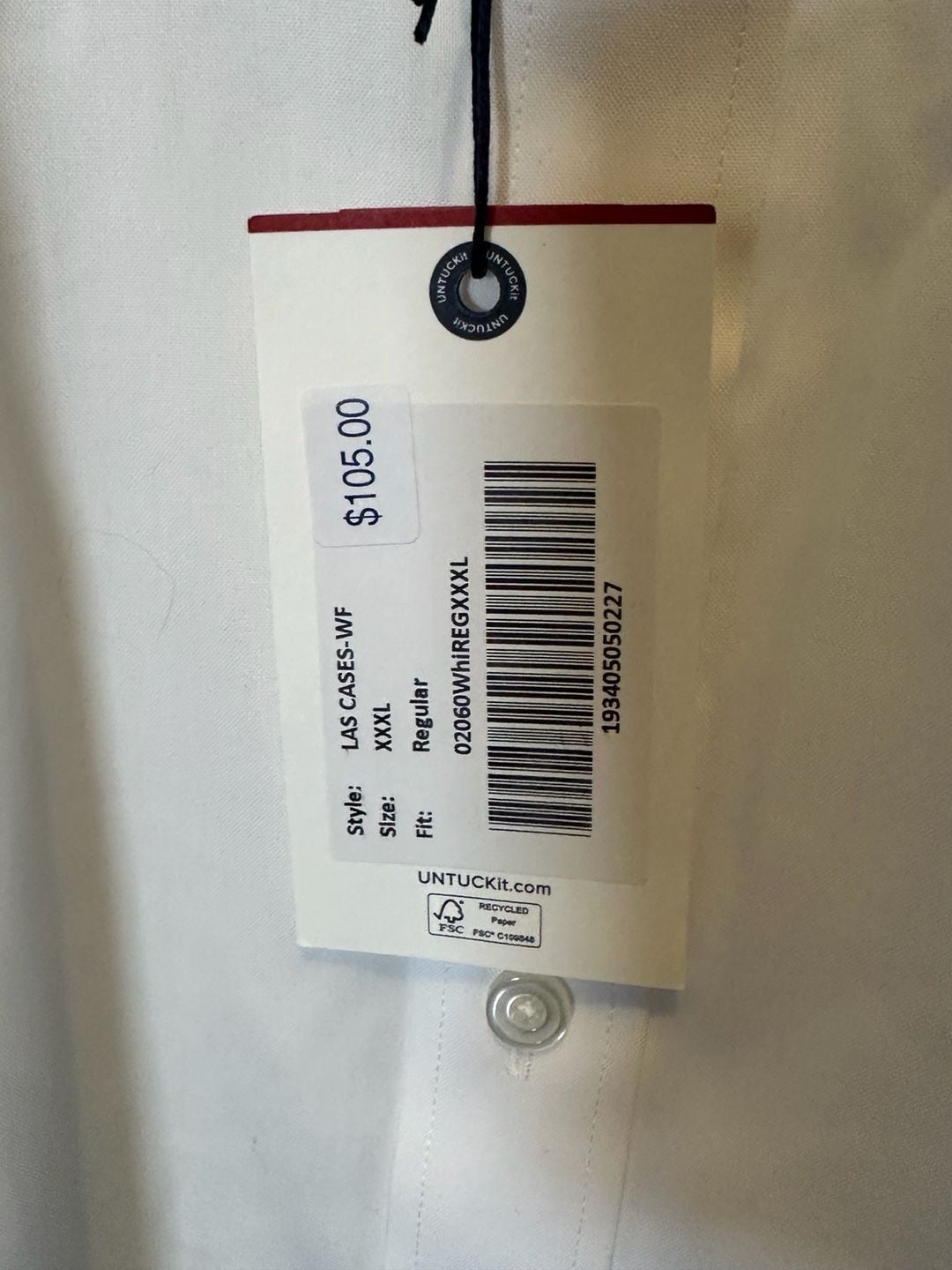 UNTUCKit Las Cases-WF Shirt Size XXXL White Wrinkle Free Regular Fit 6