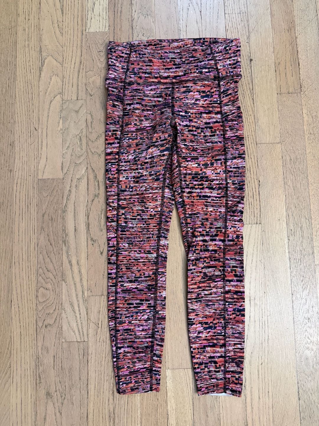 Lululemon Fast and Free Tight II Flash Pleat Orange Multi 2