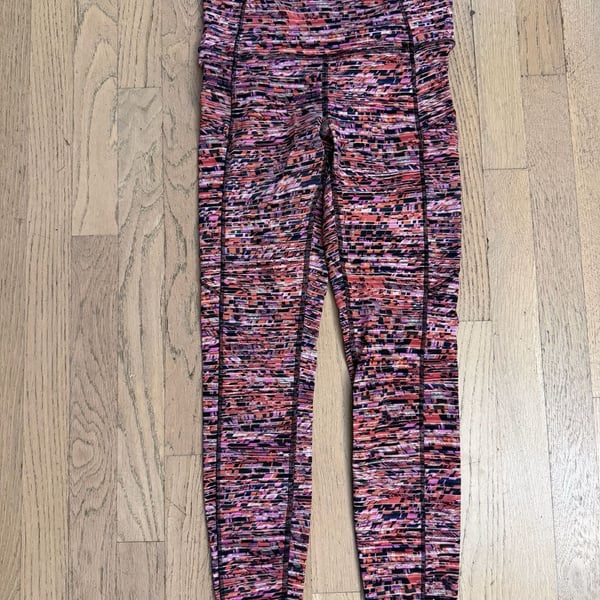 Lululemon Fast and Free Tight II Flash Pleat Orange Multi