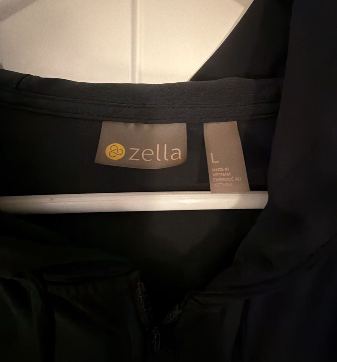 Zella Lift Off Long Sleeve Jumpsuit Size L Black Hooded Zip Utility 5