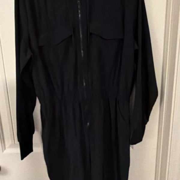 Zella Lift Off Long Sleeve Jumpsuit Size L Black Hooded Zip Utility