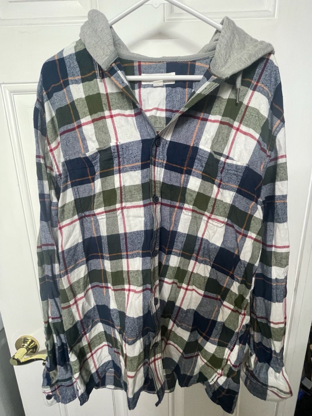 Aeropostale Plaid Hooded Flannel Shirt Size L Multi-Color 1