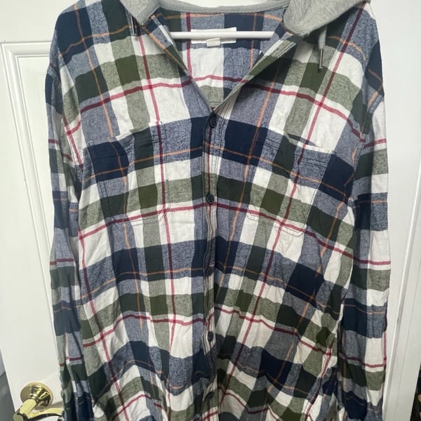 Aeropostale Plaid Hooded Flannel Shirt Size L Multi-Color