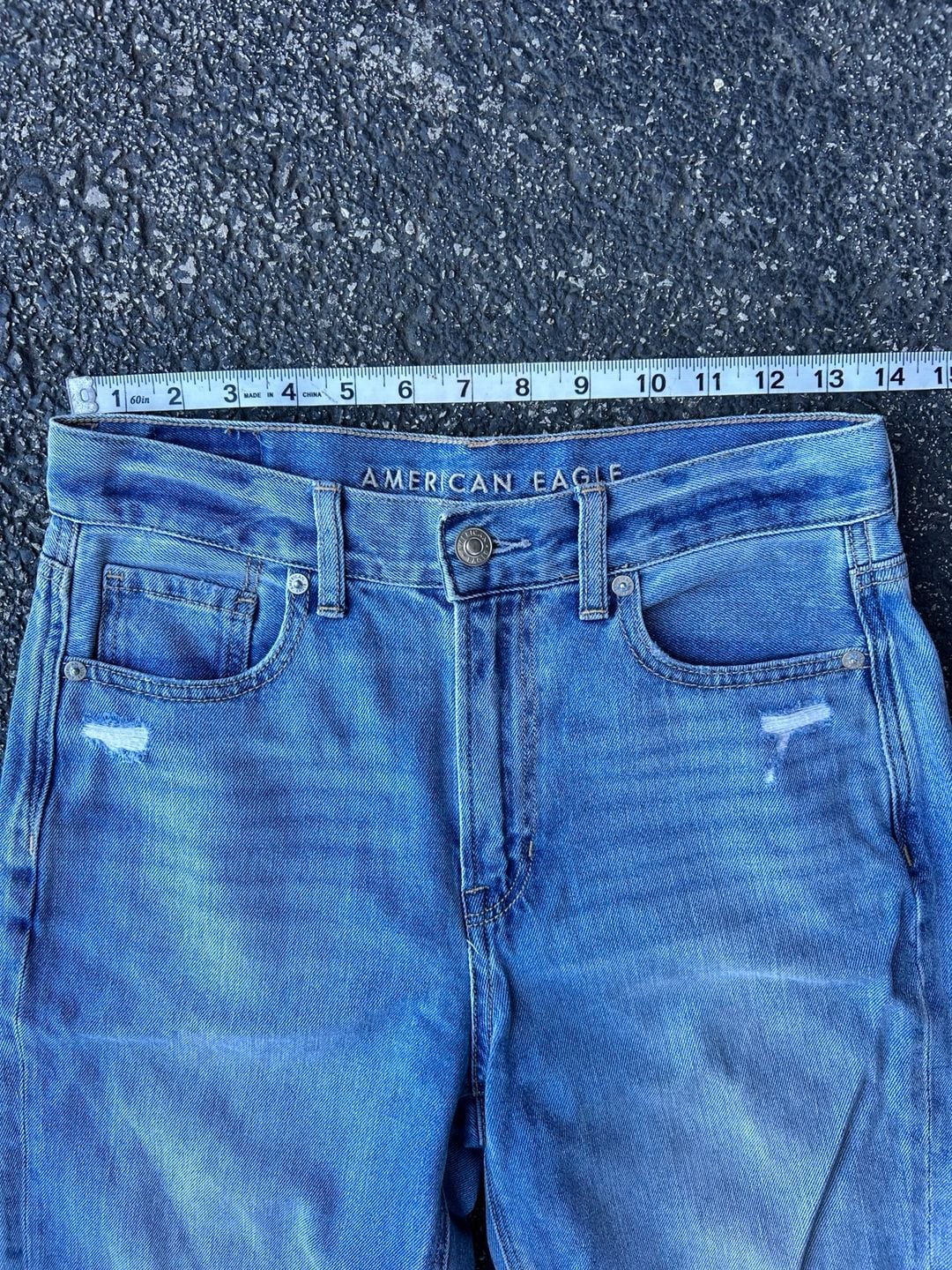 American Eagle Distressed Mom Jeans Size 2 Short Blue Denim 5