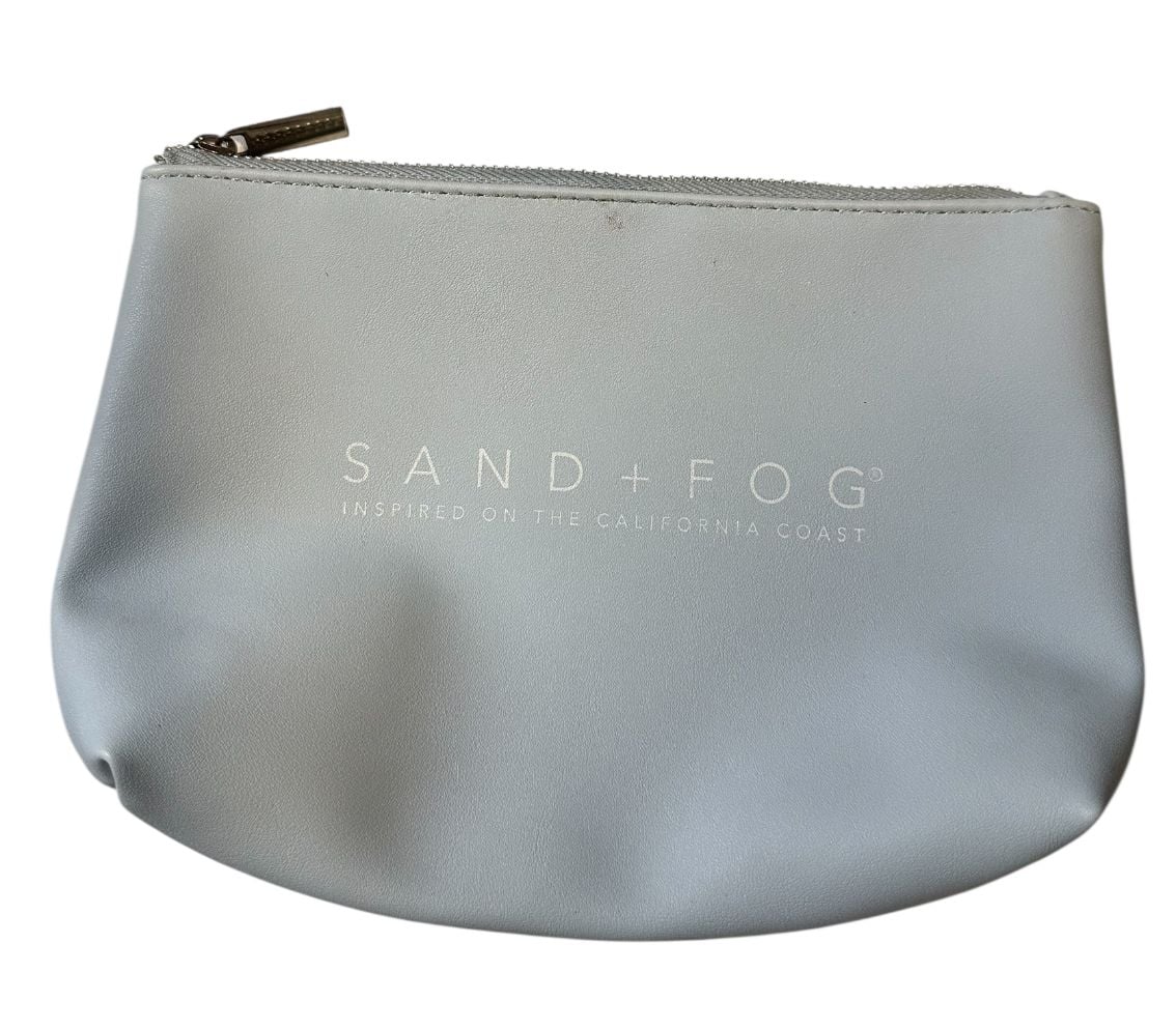 Sand + Fog Makeup Bag Gray Faux Leather Zip Pouch 2