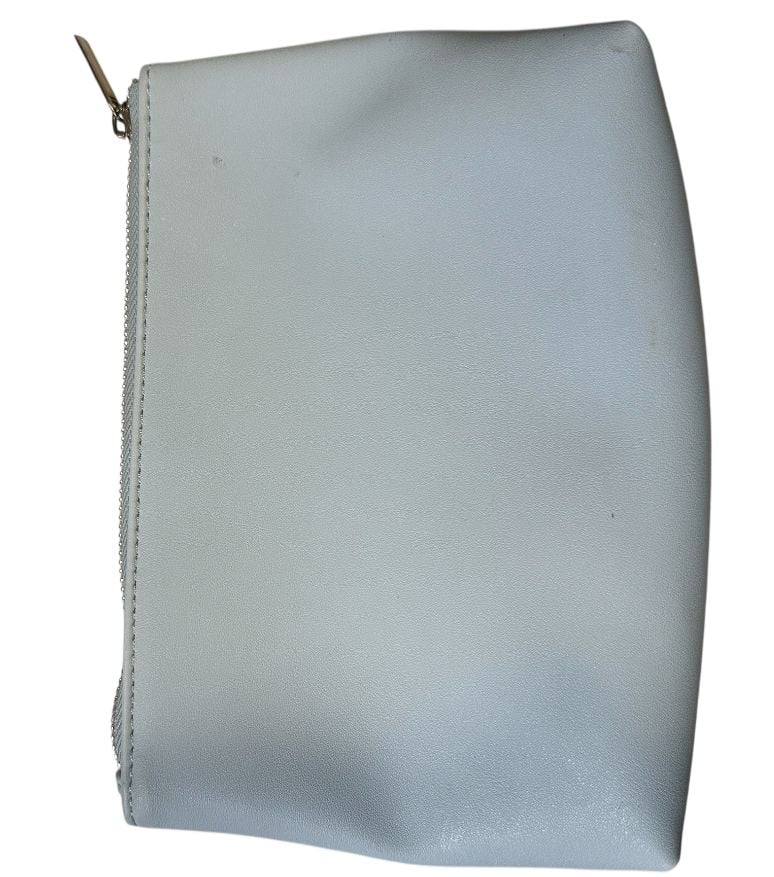 Sand + Fog Makeup Bag Gray Faux Leather Zip Pouch 3