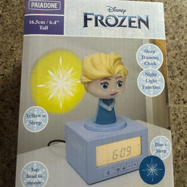 Disney Elsa Frozen Sleep Training Alarm Clock, Projection Night Light