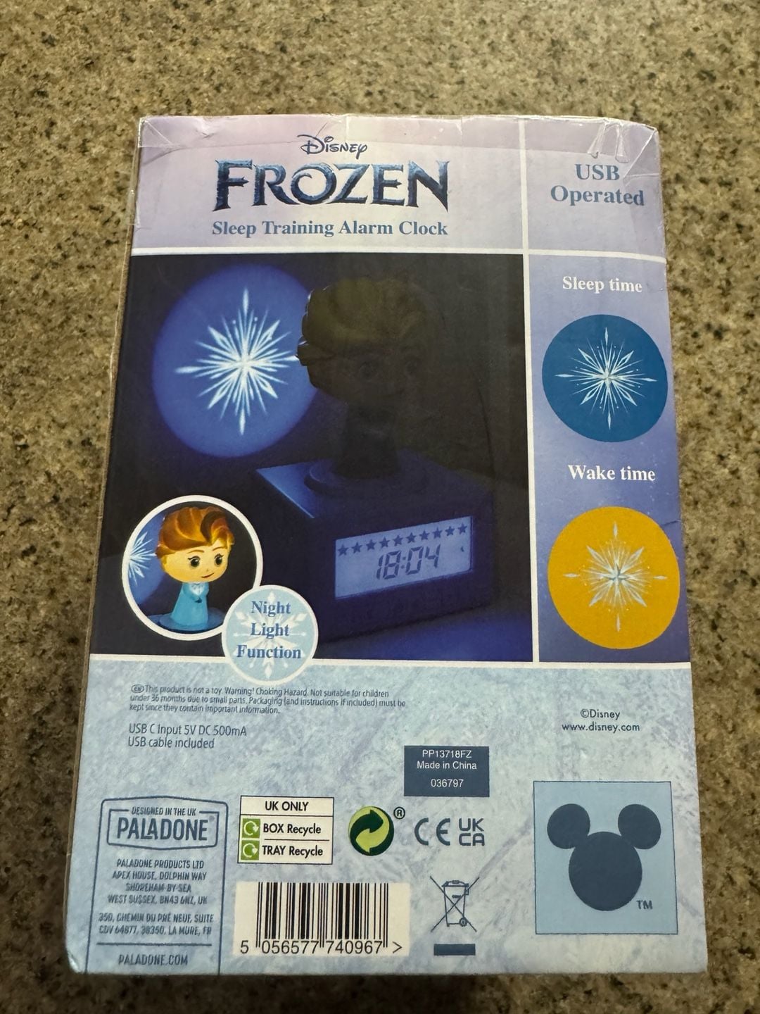 Disney Elsa Frozen Sleep Training Alarm Clock, Projection Night Light 2