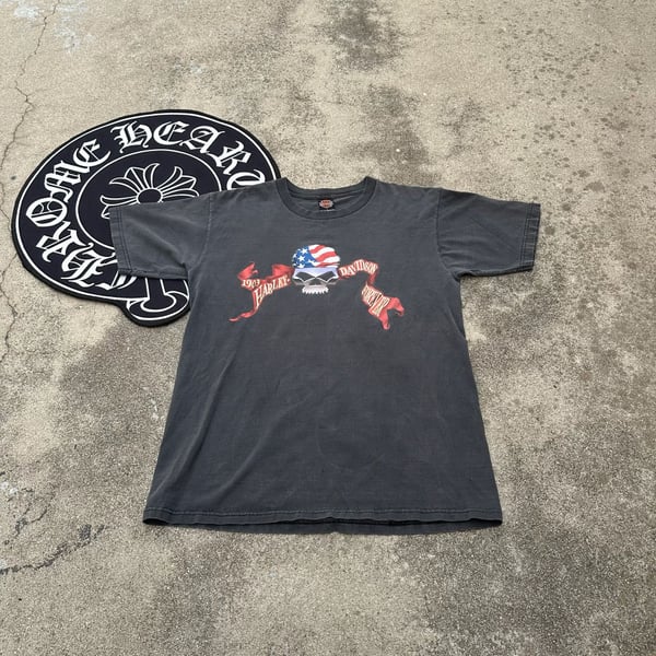Vintage Harley-Davidson Skull Graphic T-Shirt Faded Black Large